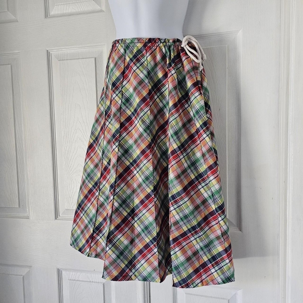 Vintage 70s plaid woven midi skirt